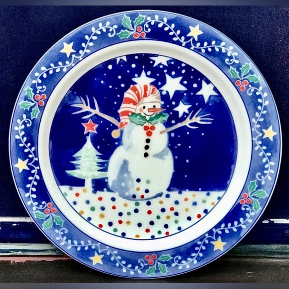 Vintage Discontinued NORITAKE EPOCH Mr. Snowman Illustrated Dinner Plate - Picture 4 of 8